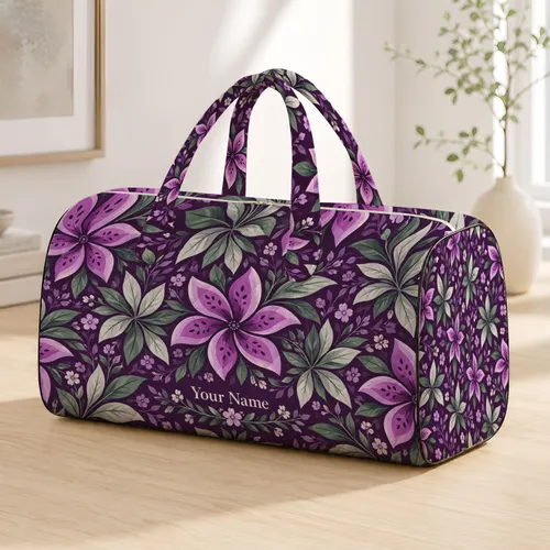 Lilac Watermelon Rosettes for Summer Getaways and Lavender Field Travel Escapes Quilted Weekend Bag