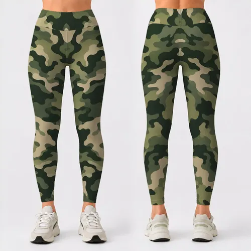 Dark Green Woodland Camouflage for Yoga Pilates and Everyday Activewear Leggings