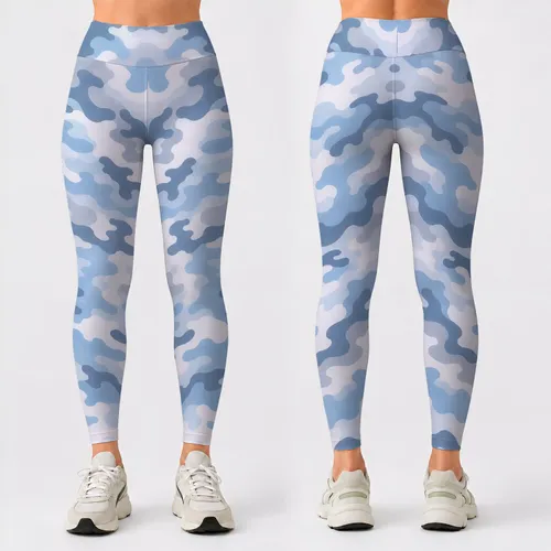 Light Blue Camouflage for Yoga, Pilates, Commuting, and Everyday Wear Leggings