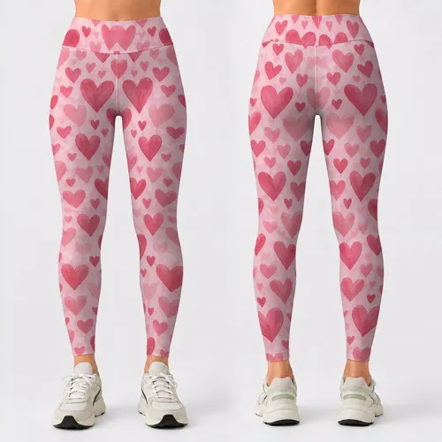 Blush Pink Hearts for Yoga, Pilates, and Everyday Activewear Style Leggings
