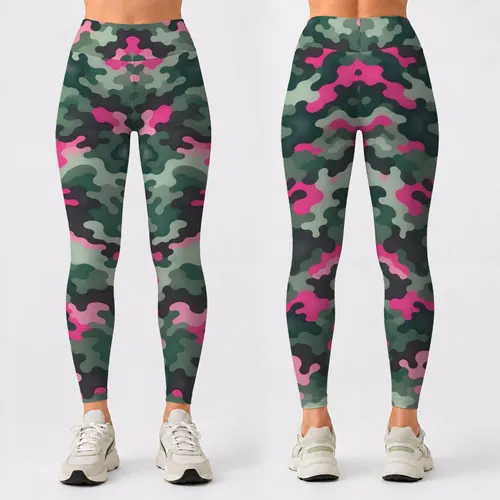 Colorful Camouflage for Yoga, Pilates and Everyday Activewear Leggings