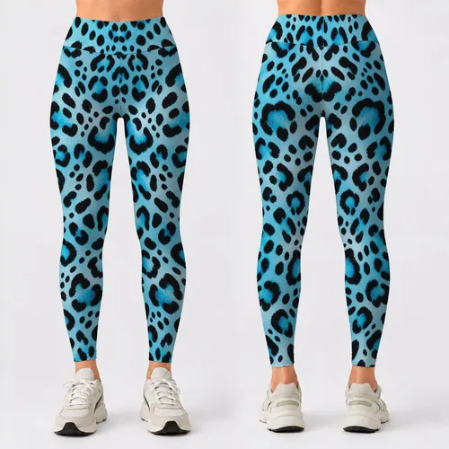 Aqua Leopard Spots for Yoga, Pilates, and Everyday City Style Leggings