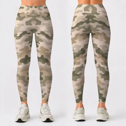 Muted Desert Camouflage for Yoga, Pilates, and Everyday Outdoor Style Leggings