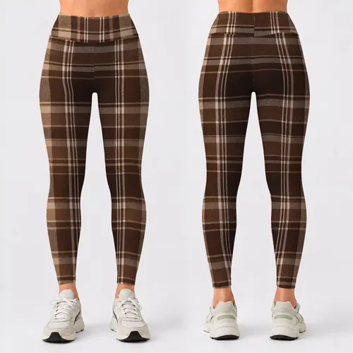 Rich Brown Heritage Plaid for Yoga, Pilates, Commuting and Everyday Casual Style Leggings
