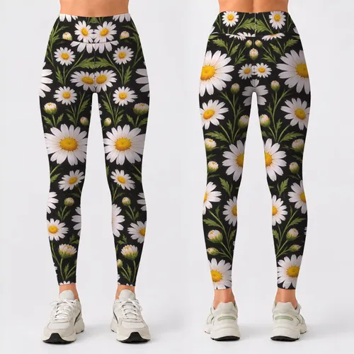 White Daisy Blooms for Yoga, Pilates, and Everyday Activewear Leggings