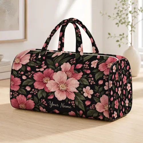 Blush Pink Cream-Centered Blossoms for Sunlit Garden Days and Spring Travel Escapes Quilted Weekend Bag
