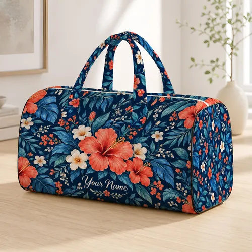 Midnight Navy Coral And Aqua Wildflowers For Lakeside Getaways And Summer Travel Quilted Weekend Bag