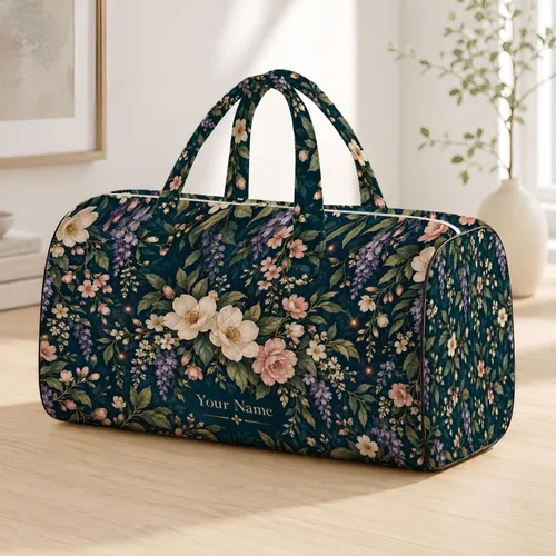 Twilight Garden Florals for Elegant City Escapes, Evening Strolls and Weekend Getaways Quilted Weekend Bag