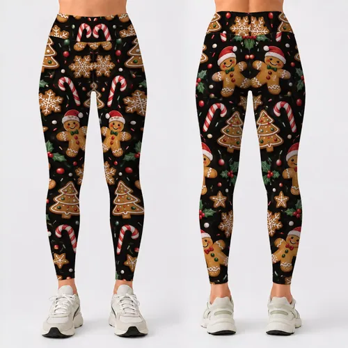 Gingerbread Cookies, Candy Canes & Snowflakes for Festive Christmas Celebrations Leggings