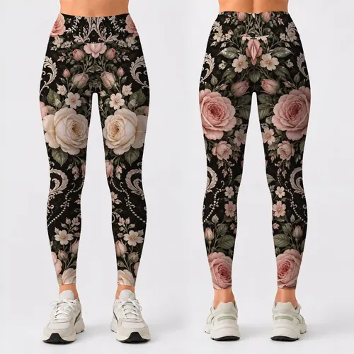 Vintage Rose Bouquets for Romantic Garden Strolls and Everyday Cottagecore Living Leggings