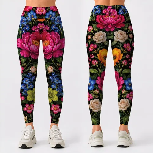 Vibrant Peonies And Garden Blooms For Casual Summer Outings And Everyday Style Leggings