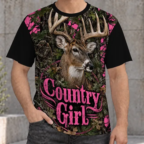 Pink Camouflage Deer Country Girl Hunting Weekend Outdoor Gift for Women Outdoors All-over Print Unisex T-shirt