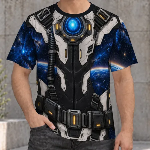Astronaut Armor and Galaxy Details for Sci-Fi Cosplay Events and Space Adventure Fans All-over Print Unisex T-shirt