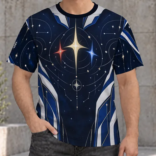 Three-Color Celestial Stars for Back-to-School Style and Everyday Cosmic Streetwear All-over Print Unisex T-shirt