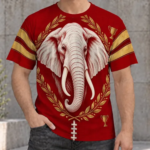 White Elephant and Gold Laurel Rugby Crest for Weekend Sports Fans All-over Print Unisex T-shirt