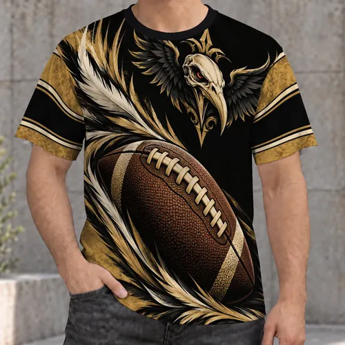 Gold And Black Football Crest For Game Day Tailgating And Weekend Fan Gatherings All-over Print Unisex T-shirt