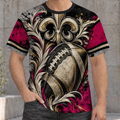 Gold Football And Fleur Emblem For Game Day Spirit And New Orleans Fans All-over Print Unisex T-shirt