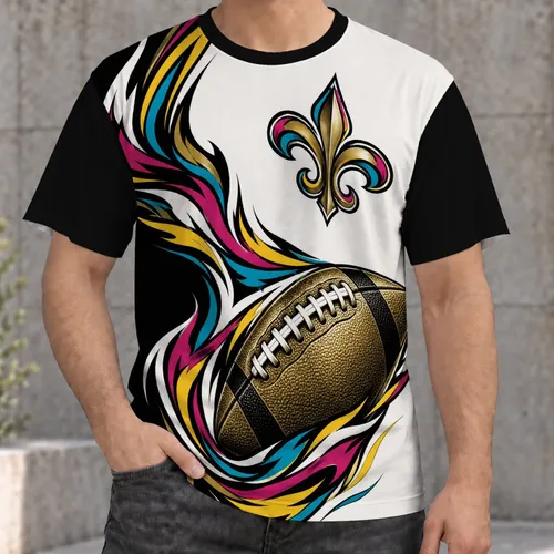Football Fleur-De-Lis and Brass Ball for Game Day Tailgating and Fan Gatherings All-over Print Unisex T-shirt