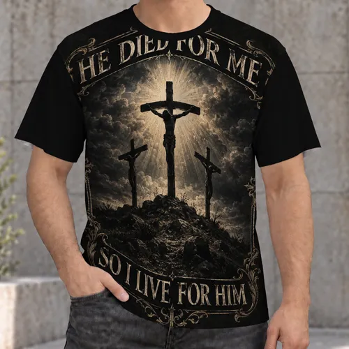 Three Crosses Christian Faith Message for Easter Worship and Everyday Inspiration for Men All-over Print Unisex T-shirt