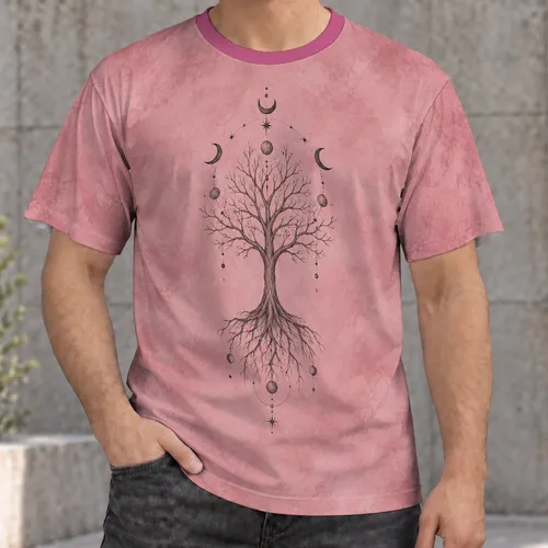 Celestial Tree And Moon Phases For Everyday Bohemian Style And Nature Lovers All-over Print Unisex T-shirt