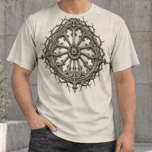 Gothic Thorn Rose Window Motif for Alternative Everyday Wear and Dark Academia Fans All-over Print Unisex T-shirt