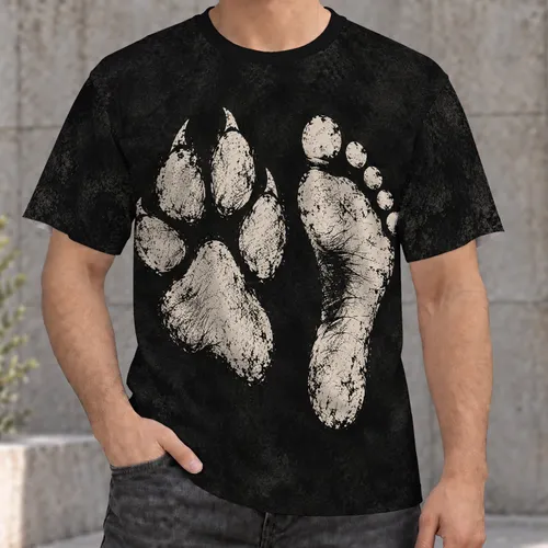 Distressed Paw And Footstep Motifs For Casual Pet Lovers And Everyday Streetwear Style All-over Print Unisex T-shirt