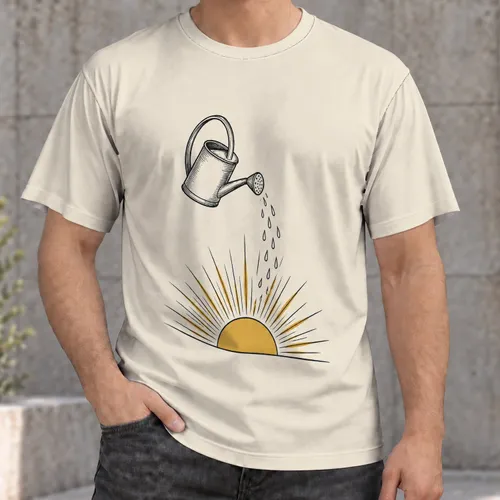 Watering Can Sunrise Motif for Garden Lovers and Relaxed Outdoor Days All-over Print Unisex T-shirt