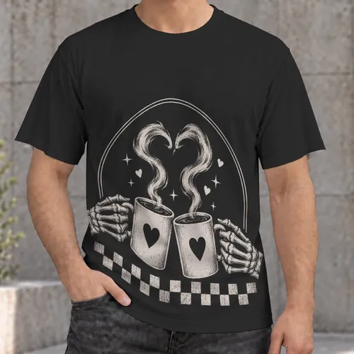 Skeleton Hands Holding Heart Mugs for Cozy Alternative Everyday Wear for Teens and Adults All-over Print Unisex T-shirt