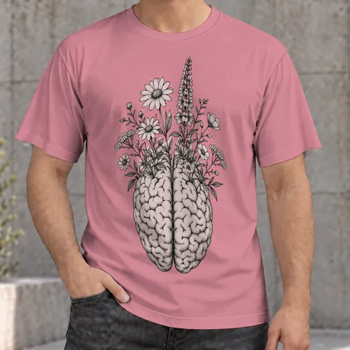 Botanical Brain With Wildflowers For Creative Everyday Wear And Nature Lovers All-over Print Unisex T-shirt