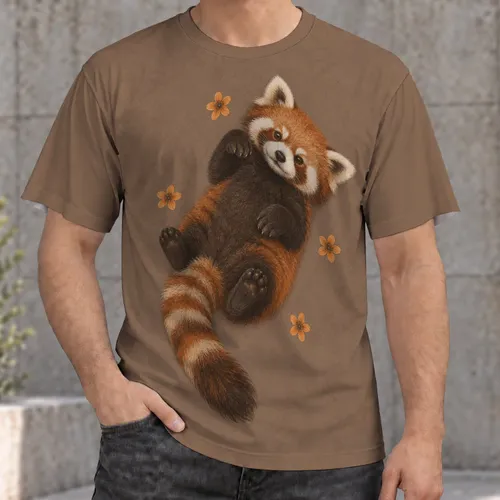 Playful Red Panda and Orange Blossoms for Casual Nature-Loving Everyday Style Wear All-over Print Unisex T-shirt