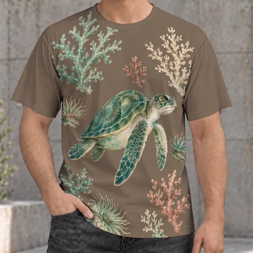 Sea Turtle And Coral Watercolor Art For Coastal Days And Ocean Lovers All-over Print Unisex T-shirt