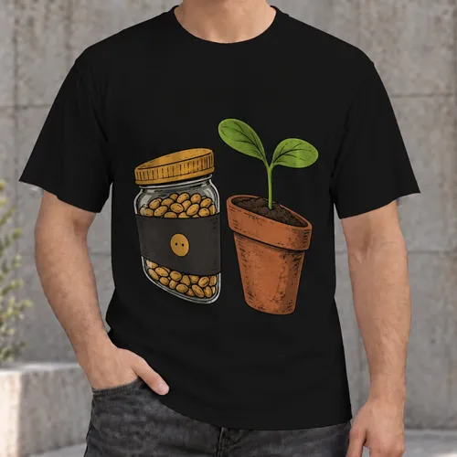 Seedling in Terracotta Pot and Seed Jar for Everyday Gardening and Plant Lovers All-over Print Unisex T-shirt