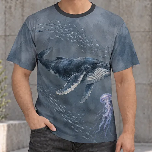 Whale And Jellyfish Ocean Life For Coastal Adventures And Everyday Wear Unisex Gift All-over Print Unisex T-shirt
