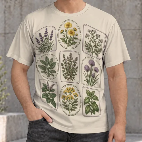 Vintage Herbarium Botanicals for Everyday Nature Lovers and Garden Enthusiasts Outdoors All-over Print Unisex T-shirt