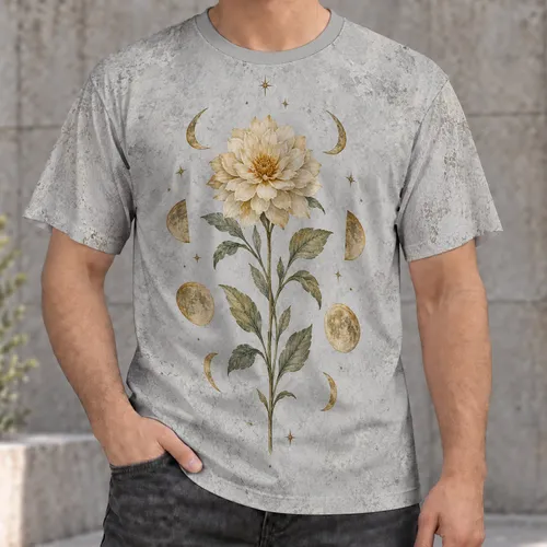 Golden Moonlit Bloom for Calm Everyday Outings and Nature Lovers All-over Print Unisex T-shirt