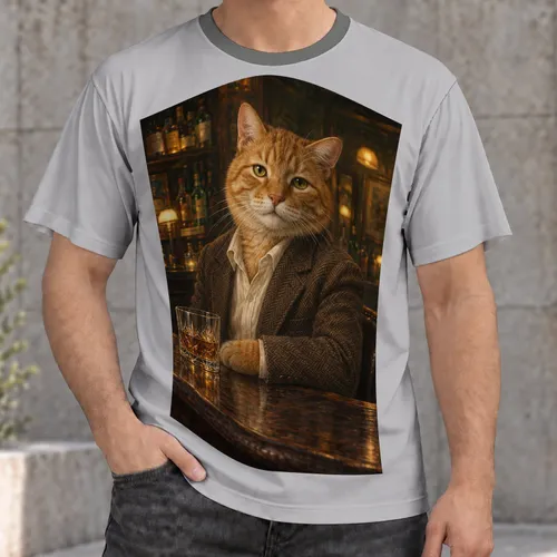 Gentleman Cat at the Bar for Cozy Evenings, Pub Nights and Cat Lover Gifts for Adults All-over Print Unisex T-shirt