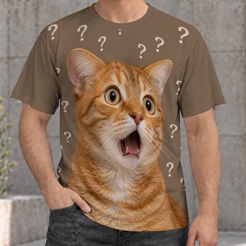 Surprised Orange Tabby Cat for Casual Weekend Style and Everyday Cat Lover Gifts All-over Print Unisex T-shirt
