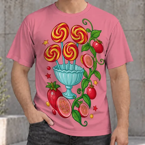 Colorful Candy And Fruit Bowl For Sweet Shop Days And Playful Weekend Style For Teens All-over Print Unisex T-shirt