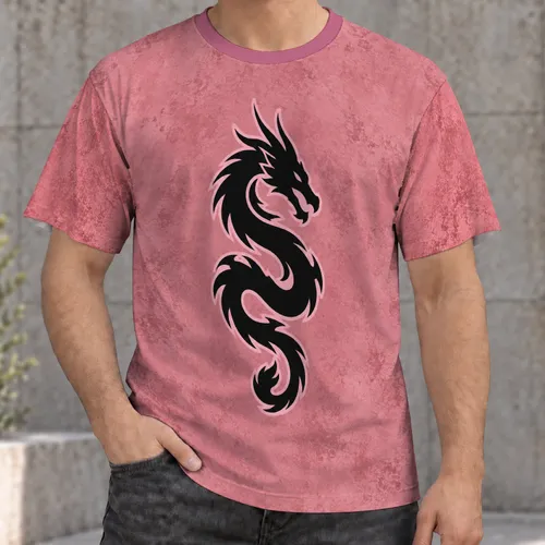 Curled Black Dragon Emblem for Everyday Streetwear and Bold Casual Style Lovers All-over Print Unisex T-shirt