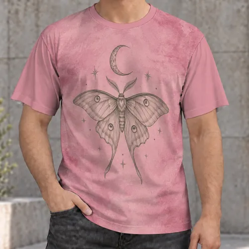 Crescent Moon And Moth For Dreamy Nights And Everyday Bohemian Style All-over Print Unisex T-shirt