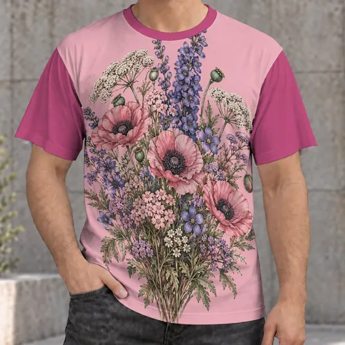 Vintage Wildflower Bouquet for Garden Walks, Spring Outings and Nature Lovers Gift All-over Print Unisex T-shirt