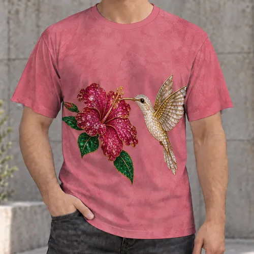 Jeweled Hummingbird And Hibiscus For Garden Lovers And Relaxed Weekend Outings All-over Print Unisex T-shirt