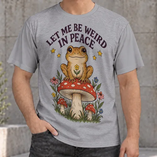 Whimsical Frog on Mushroom for Cozy Nature Lovers and Quirky Gift Seekers Everyday All-over Print Unisex T-shirt