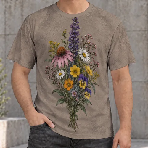 Wildflower Bouquet Botanical Blooms for Casual Outings and Nature-Loving Friends All-over Print Unisex T-shirt