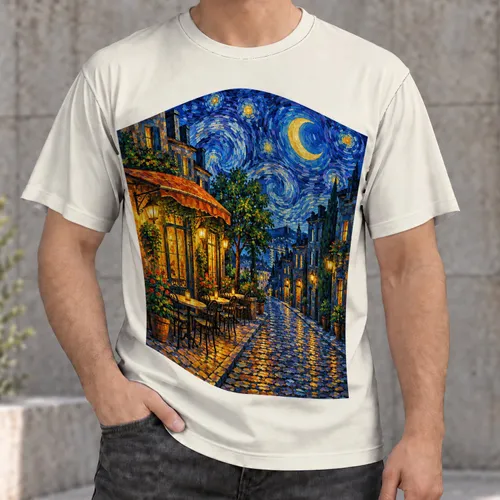 Swirling Night Cafe Street Scene For Art Lovers And Relaxed Everyday Outings Unisex All-over Print Unisex T-shirt