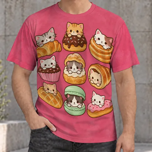 Kawaii Cats In Pastries For Cozy Everyday Style And Casual Outings All-over Print Unisex T-shirt