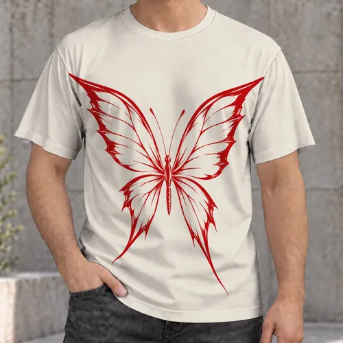 Red Butterfly Motif for Casual Everyday Style and Outdoor Adventures, Gift for All All-over Print Unisex T-shirt