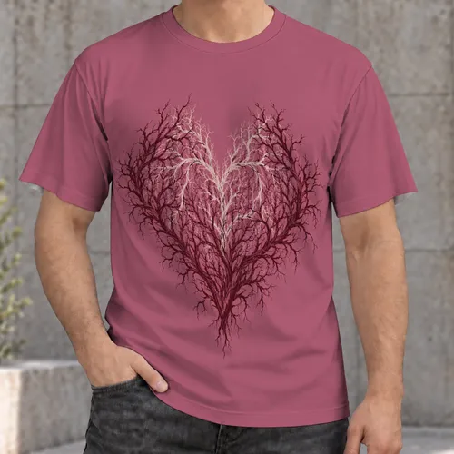 Abstract Thorn Heart in Dusty Rose for Everyday Alternative Style All-over Print Unisex T-shirt