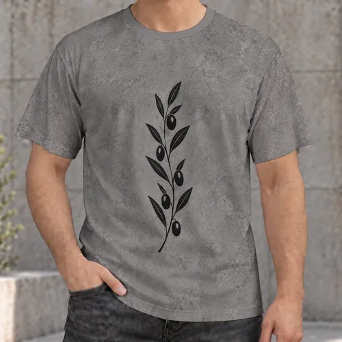 Minimal Olive Branch Botanical Motif for Everyday Casual Style and Nature Lovers All-over Print Unisex T-shirt