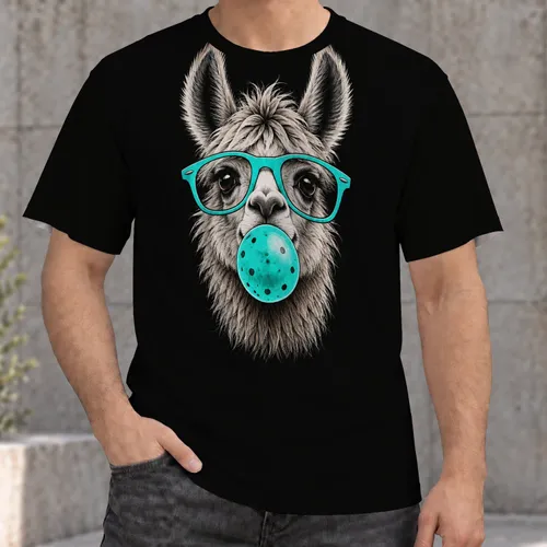 Llama With Turquoise Glasses for Casual Streetwear and Everyday Fun All-over Print Unisex T-shirt